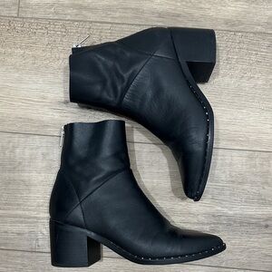 Treasure & Bond Farrah Nordstrom soft Black Leather Ankle Boots zipper studded